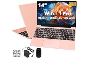 NOTODD PC Portatile Computer Portatile Win11 Notebook 14 Pollici 6GB 256GB SSD Expansion 1TB, Laptop Celeron N4020 fino a 2.8GHz, 5000mAh 5G WiFi BT4.2 Supporto Mouse Wireless & Protezione Tastiera-Oro