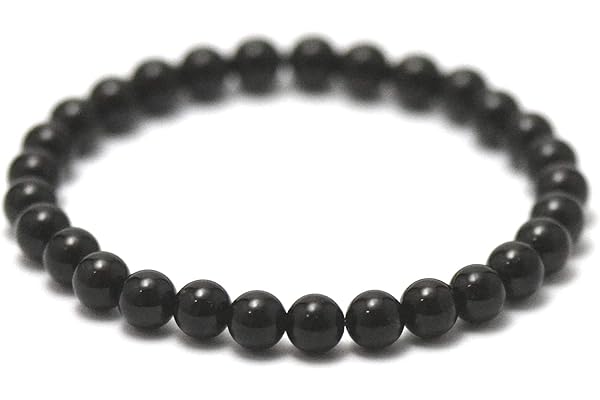 Miracles Minéraux Bracelet perle ronde 6 mm, pierre naturelle, création artisanale française, plus de 60 choix (Tourmaline noire 6 mm)