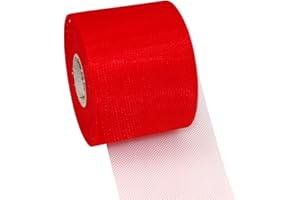 PRÄSENT VERONA Nastro tulle color rosso, rocchetto di nastro decorativo, lungh. 5 m, largh. 72 mm, nastro regalo per decorazioni e lavoretti, per pacchi e confezioni