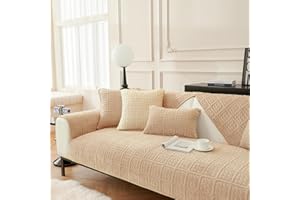 SHANNA New Milk Velvet Soft Sofa Cover 1 2 3 Seater, Universal Couch Cover Non-Slip Corner Sofa Cover L Shape Sofa Slipcovers Furniture Protector for Living Room(Khaki, 1PC 70 * 70cm Armrest or Backrest)