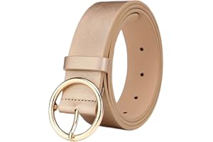 MESHIKAIER 41 * 1.3 Pouces Elegant Ceinture Femme en PU Cuir Casual Ceinture avec Boucle Métallique en Forme de Rond