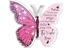 Putuo Decor Decorazione Acrilico a Forma di Farfalla con Base in Legno per Madrina e Amica Regalo Sentimentale Colorato con Frasi Affettuose per Donna Casa Ufficio (VI Voglio Bene Nonni)