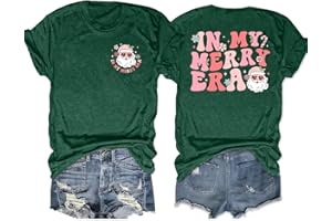 VVNTY Christmas T Shirts Women Xmas Snowflake Print Shirt in My Merry Era Graphic Short Sleeve Tees