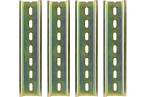 FINEHENCHI 4Pcs Din Rail, 200mm/7.87 inch Slotted Design Din Rail Made of C45 Steel, Corrosion-Resistant Heavy-Duty Non-Deformable for Electrical Appliances Installation and Terminal Blocks