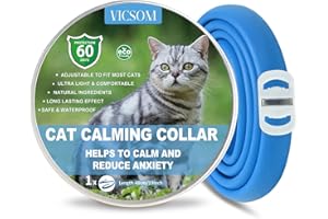 VICSOM Collier Apaisant pour Chats, Collier Calmante pour Chat, Anti Stress Chat et Collier Apaisant, Collier Anti-Anxiété de Taille Réglable Pheromones Chat Effet Apaisant Durable et Naturel Bleu Clair