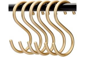 HOTWOLF 10-Piece Gold S-Shaped Heavy Duty Multi-Purpose Storage Hooks for Hanging Pans, Pots, Plants, Towels & Clothes