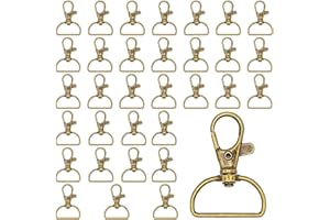 ZHOUSTOU 30 Piezas Llaveros Mosquetones Pequeños Cierres Ganchos para Llaveros Mosqueton Giratorio Llavero Giratorio con Anilla en D 20 mm Ancho Interior para Proyectos de Bricolaje (Bronce)