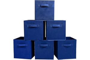 Powerking Cestini portaoggetti, cubi portaoggetti pieghevoli in tessuto e cassetto portaoggetti per riporre gli oggetti in stoffa per armadio e giocattoli (blu, 6)