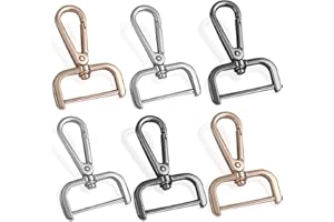 DHSWNNG Karabinerhaken mit Drehgelenk, Schlüsselanhänger Haken für Taschen 6 Stück Ketten Verschlüsse Metall-Karabinerhaken D Ring Karabinerverschlüsse für Umhängetasche Lederhandtaschen DIY-Zubehör