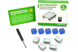 KOOKYE 3D Printer Stepper Motor Driver TMC2208 Stepstick Stepper Motor Driver Module Carrier UART Model with Heat Sink Screwdriver for 3D Printer Controller Boards Ramps1.4 MKS Gen, 5 Pcs