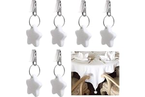 MOROBOR Tablecloth Weights Clips, 6pcs Tablecloth Weights Five-pointed Star Shape Stone Table Cloth Weights Metal Clip for Outdoor Picnic Family Dinner Table Decoration (White)