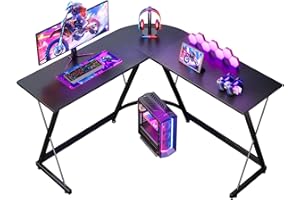 ODK Escritorio Gaming, 120 x 120 cm Mesa Gaming, Escritorio esquinero Estable y económico para Juegos, Oficina en casa y Estudio, Negro