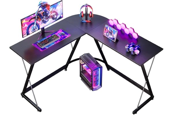 ODK Bureau Gaming, 120 x120 cm Bureau Gaming Angle, Table en L Stable et Économique pour Les Jeux, Le Bureau à Domicile et Les études, Noir