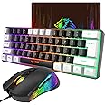 60% Percent Gaming Keyboard, PS4 Keyboard Mechanical Feel, Backlit Keyboard and Mouse, Rgb keyboard Gaming Mice Combo, Wired Keyboard Mouse Gaming Set, with Mice Pad, USB Keyboards, for PC Mac - Black