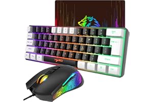 XINMENG 60% Percent Gaming Keyboard, PS4 Keyboard Mechanical Feel, Backlit Keyboard and Mouse, Rgb keyboard Gaming Mice Combo, Wired Keyboard Mouse Gaming Set, with Mice Pad, USB Keyboards, for PC Mac - Black