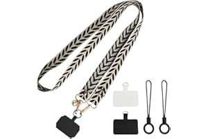 BUZUYIWAR Cordon Telephone Portable Tour de Cou Téléphone Portable Universelle Dragonne avec 2 Patchs Réglable Collier Lanière en Bandoulière solide Compatibles avec Plupart des Smartphones en Nylon