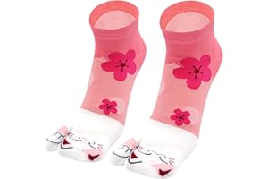 PUTUO Chaussettes Tabi Femme Japonaise Flip Flop Sandale Geta Chaussettes en Coton, Chaussettes Tong pour Femme, 36-41, 4 Paires