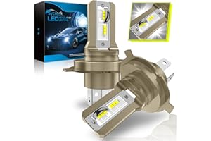 Sycreek Ampoule H4 9003 HB2 LED, 16000 LM 6500K Blanc Extrêmement Brillant Phare LED, IP68 Étanche Tout-en-Un Kit de Conversion Plug and Play，2 H4 Ampoule