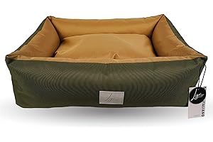 Ligo Buddy - Cuccia per cani Lettino per cani idrorepellente antigraffio in Nylon,realizzata in Italia.Cuscino per Cane, uso interno/esterno XS/S: 50 X 60 cm, VERDE OLIVA/CARAMELLO