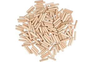 KOORIUM 50 Pcs Wooden Dowel Pins 6mm X 50mm Wood Dowels Solid Hard Wood Dried Fluted Beveled Hardwood Rods Furniture for Professional Carpenters DIY and Craft Projects