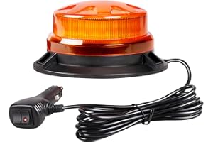 Primelux 12V/24V High Intensity LED Beacon - 24 LEDs - Magnet Mount - Low Profile Compact Strobe Flashing Emergency Safety Warning Light for Service Trucks, Constructions, Security Vehicles (Amber)