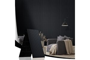 JUWEI DIRECT AKK-Star Acoustic Panels ，Folding Panel 1 Set - 2400x600mm Wooden Wall Panels for Sound Studio, Living Room, Home Cinema, Wall Decoration and 3D Wall Panels (Black 22#)