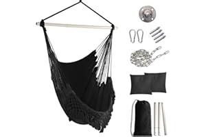 ‎MINGFUXIN Mingfuxin Hängender Hängemattenstuhl, Hängematten-Schaukelstühle Hängesessel 2 Sitzkissen im Lieferumfang enthalten, Baumwollseil-Schaukelstuhl Schaukel für Innen, Außen, Zuhause, Terrasse, Garten