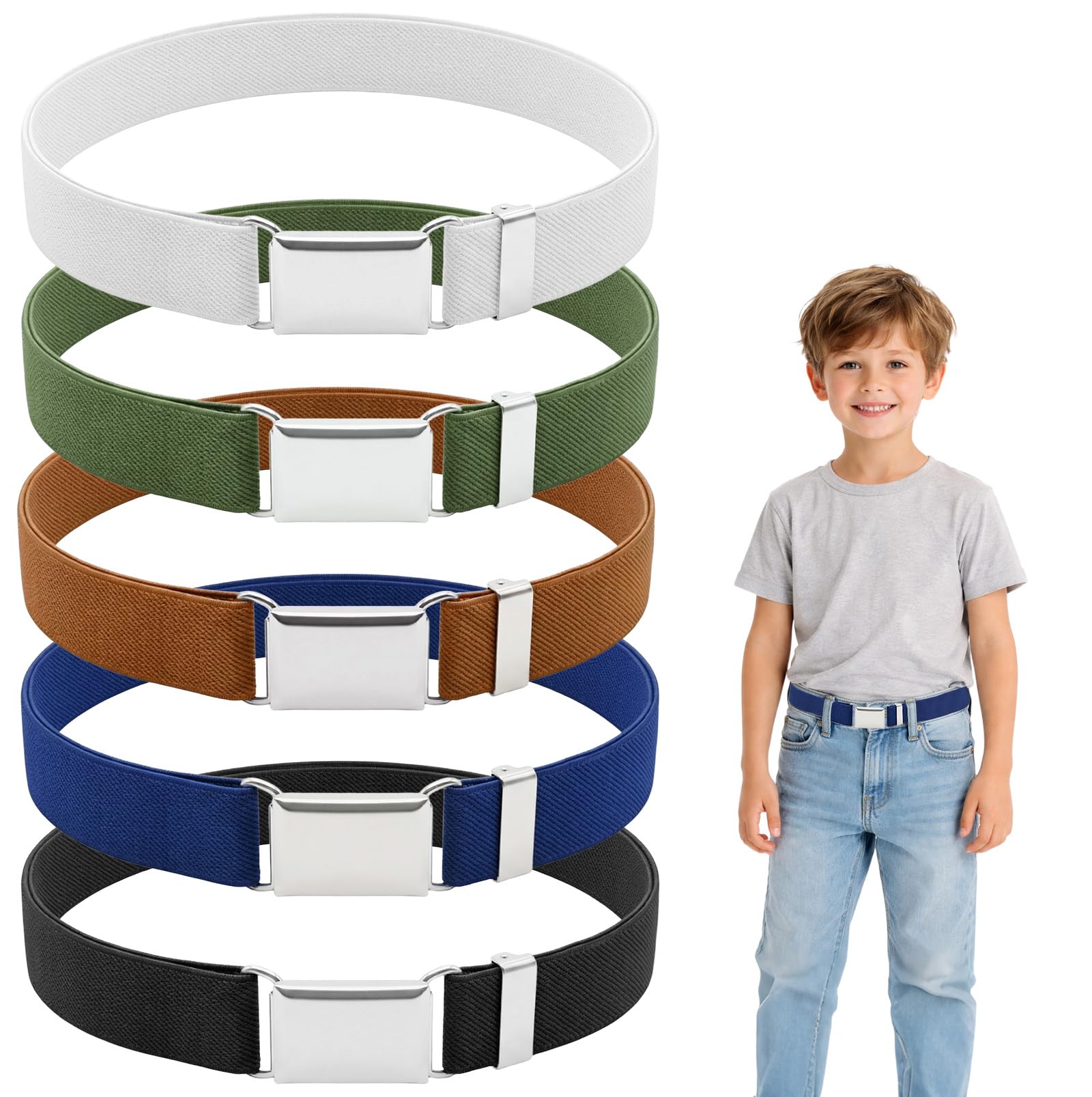 Minfuerang Einstellbarer Kinder Gürtel, Stretch Kindergürtel, Verstellbare Kindergürtel, 2-15 Jahre,für Jungen Mädchen,für Jeans,Shorts,Hosen,Kleider - 1