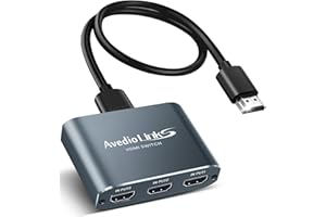 AVEDIO LINKS 4K 60HZ przełącznik HDMI 3 w 1, aluminiowy przełącznik HDMI 4K z kablem HDMI 1,2 m, przełącznik 4K HDMI obsługuje HDCP2.2, HDR10, 18 Gb/s, do Fire Stick, PS5/4, konsole do gier, Roku, PC