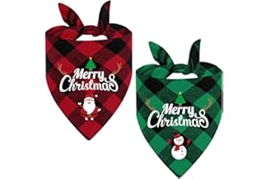 YMXIL 2STK Hundehalstuch Weihnachten Rot Grün Kariert Halstuch Hund Weihnachtshalstuch Merry Christmas Hundeschal Weihnachtsmann Hundhalstücher Weihnachtsschal Hund Weihnachten Hundegeschenk