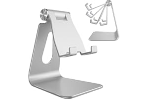 Stojak na telefon komórkowy Lucrave, regulowany aluminiowy uchwyt na telefon komórkowy na biurko Home Office dla iPhone 15 14 13 Pro Max Plus Mini XR XS X SE, Samsung Galaxy S24 S23, srebro