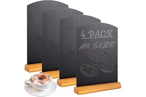 LDHHYH 4PCS A4 Chalkboard, 297 mm x 210 mm Tabletop Blackboard with Stand, Menu Chalk Board Sign Double Sided Tabletop Chalk Boards for School, Wedding, Party, Birthday, Bar, Restaurant, etc