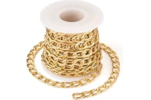 PH PANDAHALL Pandahall Catena a maglia barbazzale in alluminio, 5 m, con maglie ovali, per braccialetti fai da te, collane, gioielli, colore oro chiaro, 13,5 x 8 x 2 mm