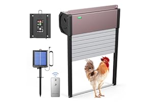MASTERFUN CHAMUTY Porte Poulailler Automatique Solaire, Portail Roulant en Alliage d'aluminium, Porte Automatique Poulailler Solaire avec Capteur de Lumière, Commande de Minuterie, Télécommande
