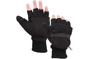 Zeltauto Men’s 3M Thinsulate Fleece Mitten Gloves Convertible Fingerless Mitten Flap Cover Multipurpose