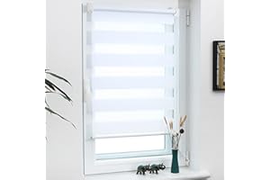 Grandekor Doppelrollo Klemmfix, Duo Rollos für Fenster und Tür ohne Bohren mit Klämmträger, Fensterrollo lichtdurchlässig & verdunkelnd - Weiß 95x130cm (Stoffbreite 91cm)