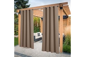 WEEHOMY Outdoor Curtains for Garden Patio, Gazebo Curtains Waterproof/Blackout Curtains, Thermal Insulated Curtains for Bedroom/Porches/Pergola/Yard/Sliding Door(Coffee, 52" x 84")
