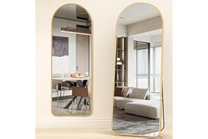 CEIEVER Espejo de cuerpo entero de arco de 160 x 50 cm, espejo grande montado en el suelo o en la pared para dormitorio o sala de estar (dorado)