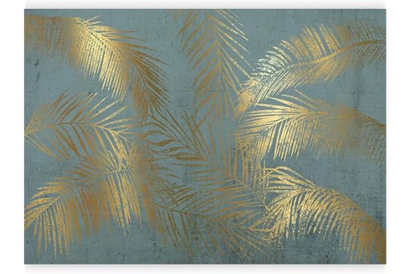 murando - Papier peint panoramique nature 350x256 cm - Revêtement mural décoration chambre salon - Design moderne - Beige vert noir - Texture tropical béton palmiers plantes nature b-A-0910-a-c