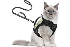 AIWAI Tactical Cat Harness and Leash for Walking Escape Proof, Adjustable Pet Vest Harness, Soft Mesh with Control Handle for Large Cat Small Dog, Gift with Patch(Black,cat Harness and Leash Set)