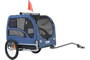 VEVOR Dog Bike Trailer, Supports up to 66/88/100 lbs, Pet Cart Bicycle Carrier, Easy Folding Frame with Quick Release Wheels, Universal Bicycle Coupler, Reflectors, Flag, Collapsible to Store
