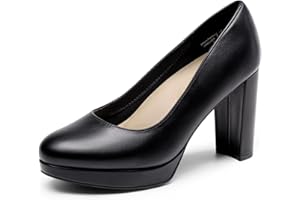DREAM PAIRS Zapatos de tacón Alto de Plataforma para Mujer, Punta Redonda Cerrada, cómodos Trabajo