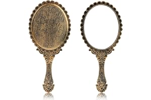 SVUPUE Vintage handspegel brons, oval, 11,5 x 25 cm, 1 st, kosmetisk spegel med handtag, retro, dekorativ, resor