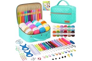 Knitiss Crochet Kits for Beginners Adults, All-Inclusive Crochet Kit for Adults with 14 Size Ergonomic Crochet Hooks,12 Crochet Yarns Balls & Crochet Bag