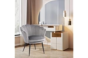 Bosmiller Schminktisch Stuhl aus Samt，Schreibtischstuhl mit Blütenblätter Rückenlehne，Bürostuhl 200 kg mit Doppelten Sitzkissen，Esszimmerstühle für Schlafzimmer/Esszimmer