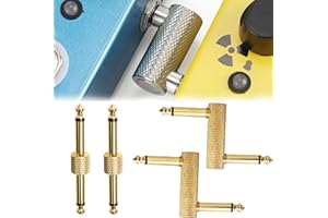SQAQS 4PCS Guitar Pedal Patch Connector, 2 Straight L ines+2 Large Z Characters, Male to Male Plug Adaptor for Guitar Pedalboard Instead of Patch Cable, Saving Effect Pedalboard Space (Golden)