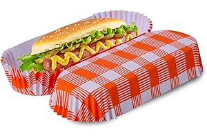 LMTNNB 300Pcs Hot Dog Trays, 6'' Paper Food Trays Eco Friendly, Rectangular White Fluted Hot Dog Tray, Disposable Food Tray for Sandwiches and Hamburgers Hot Dog Cart Accessories