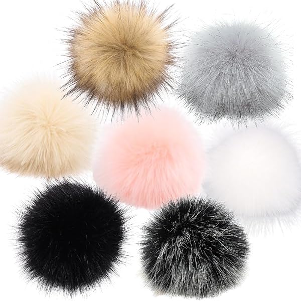 12 Pompon In Finta Pelliccia Di Volpe, Pompon Soffici Con Anello Elastico, Per Cappelli, Portachiavi, Sciarpe, Guanti, Borse, Scarpe, Accessori, 2 Pezzi Per Ogni Colore, 10 Cm - 3