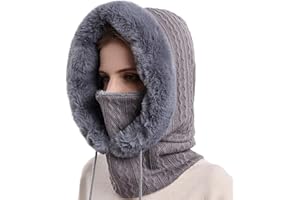 Cozyan Passamontagna Donna Invernale Balaclava Cappuccio Multifunzione Hood Maschera Antivento Cappello Passamontagna Inverno Donna con Imbottito Caldo Antivento Cappello Sciarpa Elastica