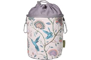 bellaCott Sac à Pinces à Linge Portable Colibri Turquoise – Ø18 x 31 cm, 100% Coton, avec Cordon et mousquetons, Sac de Rangement avec Motif Oiseaux pour la Maison, Le Jardin et Le Camping